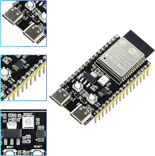 Alt view image 5 of 7 - 3PCS ESP32 C5 Development Board Dual Band Wi-Fi 6 5GHz 2.4GHz Module 240MHz RISC-V Single-Core Processor Bluetooth 5 Thread Zigbee with 4MB Flash ESP32-C5 Devkit