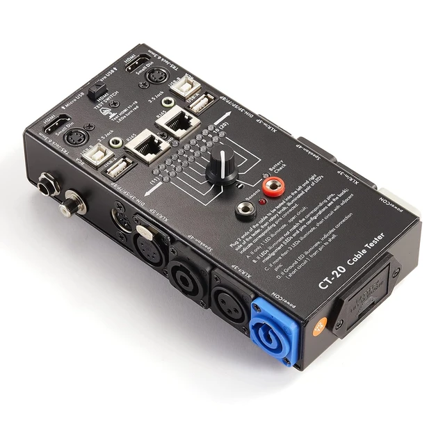 Alt view image 2 of 6 - 15-Plug Audio Cable Tester Line Finder Black 15-in-1 Cables Checker 10-Way Switch Wire Tracker with LED Indicators, Rectangular