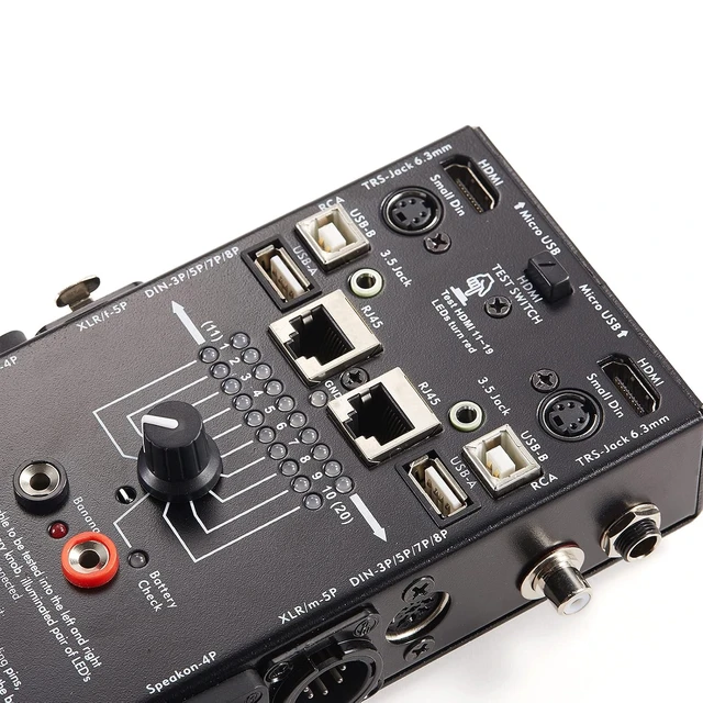 Alt view image 6 of 6 - 15-Plug Audio Cable Tester Line Finder Black 15-in-1 Cables Checker 10-Way Switch Wire Tracker with LED Indicators, Rectangular