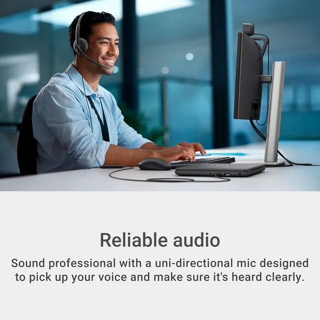 Alt view image 5 of 7 - Dell Wired Headset WH125, Boom Mic, Black, USB Type-A, Mac & Windows, Leatherette Cushions, 270° Rotational Mic, Computer Use
