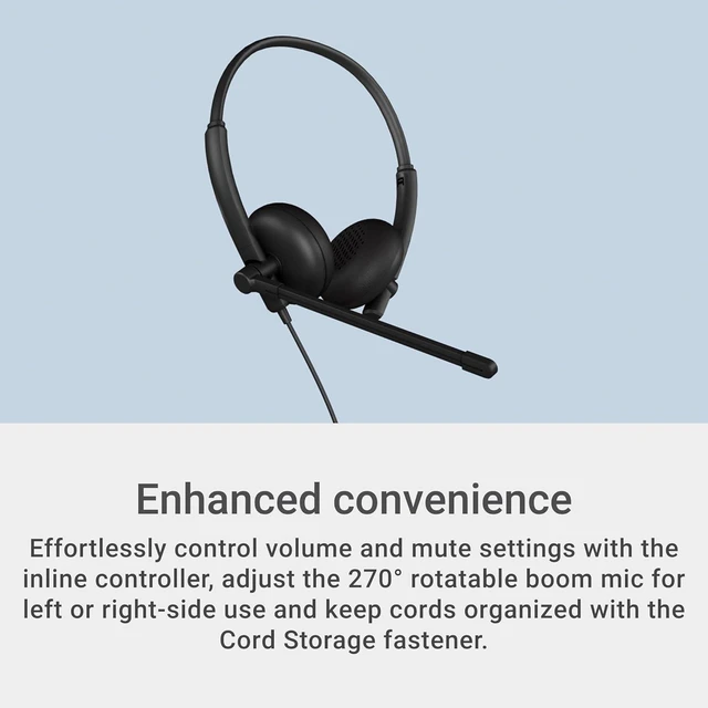 Alt view image 3 of 7 - Dell Wired Headset WH125, Boom Mic, Black, USB Type-A, Mac & Windows, Leatherette Cushions, 270° Rotational Mic, Computer Use