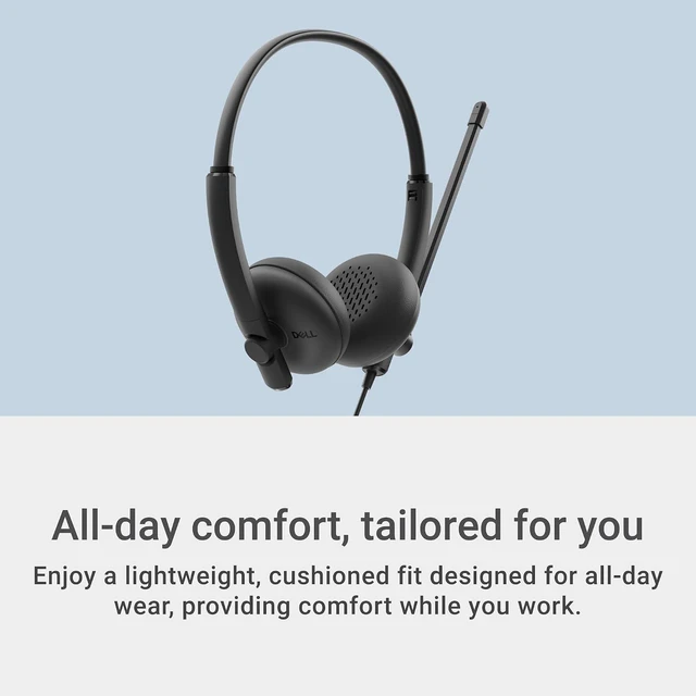 Alt view image 4 of 7 - Dell Wired Headset WH125, Boom Mic, Black, USB Type-A, Mac & Windows, Leatherette Cushions, 270° Rotational Mic, Computer Use