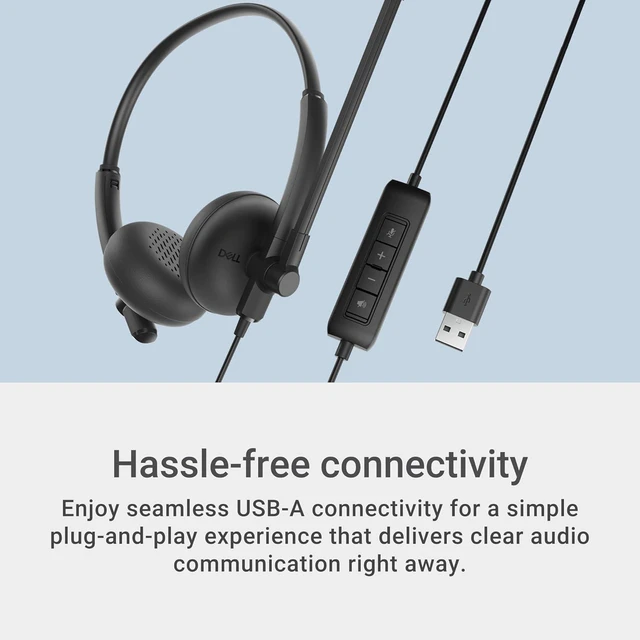 Alt view image 7 of 7 - Dell Wired Headset WH125, Boom Mic, Black, USB Type-A, Mac & Windows, Leatherette Cushions, 270° Rotational Mic, Computer Use