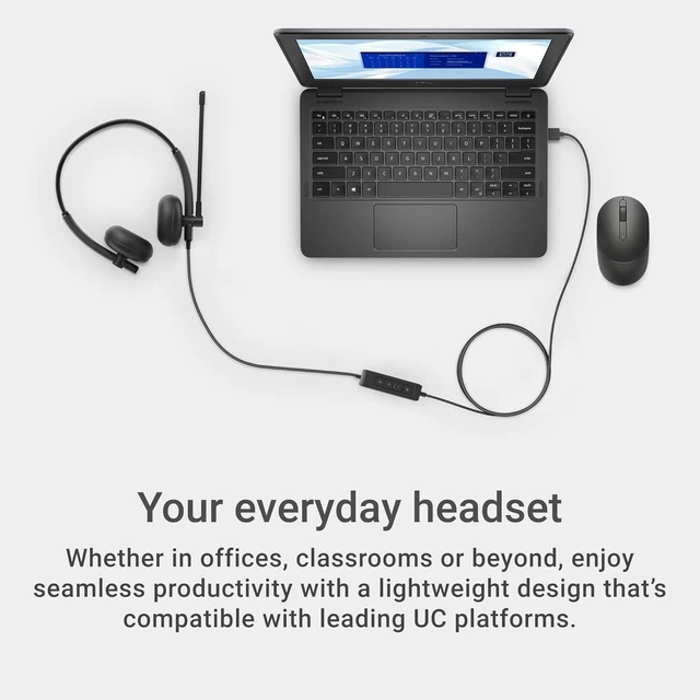 Alt view image 2 of 7 - Dell Wired Headset WH125, Boom Mic, Black, USB Type-A, Mac & Windows, Leatherette Cushions, 270° Rotational Mic, Computer Use