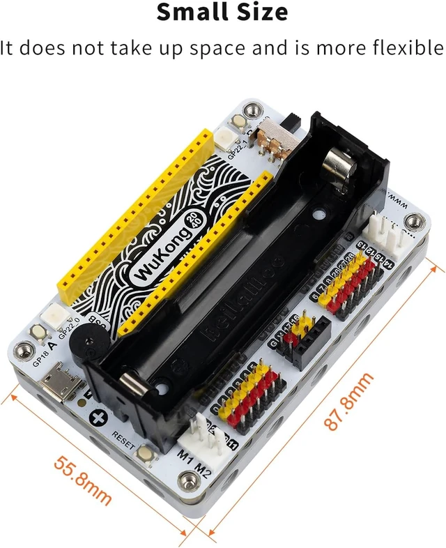Alt view image 3 of 6 - Wukong2040 Expansion Board Adapter for Raspberry Pi Pico Breakout Board with Buzzer/Rainbow Lights/Motor Interface/IO Interface Expansion