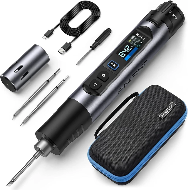 Main image of Cordless Soldering Iron Kit, 2600mAh Battery, 3s Fast Heating, 212-842°F, 5 Preset Temp Levels, Auto Sleep, 0.96" IPS Display Portable Soldering Iron kit for Electronics Repair, DIY & PCB