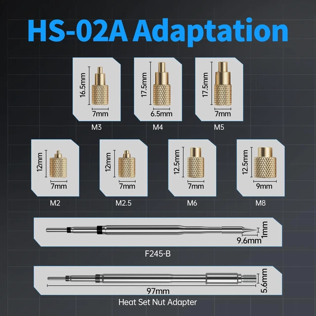 Alt view image 6 of 7 - 100W Corded Heat Set Insert Tool Soldering Iron Kit 3S Heating, Adapter Powered, 3 Preset Temps, for 3D Printed, Plastic Parts, Electronics Repair, M2-M8 Threaded Brass Insert Nuts