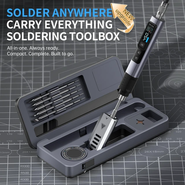 Alt view image 2 of 7 - 100W Corded Heat Set Insert Tool Soldering Iron Kit 3S Heating, Adapter Powered, 3 Preset Temps, for 3D Printed, Plastic Parts, Electronics Repair, M2-M8 Threaded Brass Insert Nuts