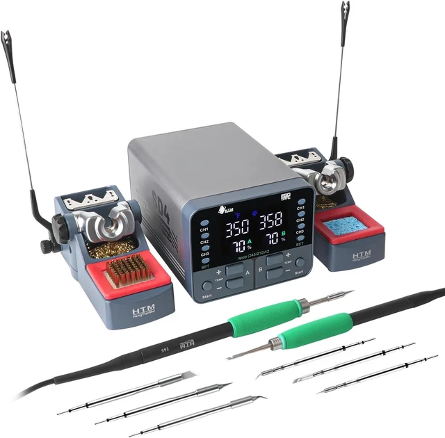Main image of 2- in-1 Soldering Iron Station 240W, Digital Soldering Station with PID Temperature Control (212°F-842°F), 6 Tips, Sleep Mode, /,3 Temperature Storage, for Electronics Repair