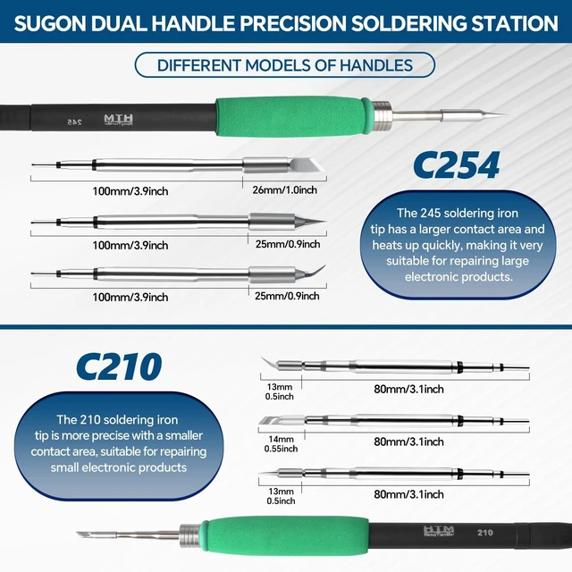 Alt view image 2 of 7 - 2- in-1 Soldering Iron Station 240W, Digital Soldering Station with PID Temperature Control (212°F-842°F), 6 Tips, Sleep Mode, /,3 Temperature Storage, for Electronics Repair