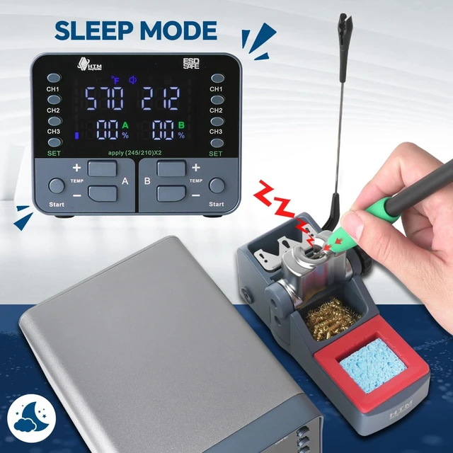 Alt view image 4 of 7 - 2- in-1 Soldering Iron Station 240W, Digital Soldering Station with PID Temperature Control (212°F-842°F), 6 Tips, Sleep Mode, /,3 Temperature Storage, for Electronics Repair