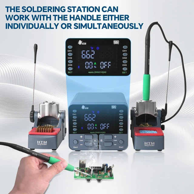 Alt view image 3 of 7 - 2- in-1 Soldering Iron Station 240W, Digital Soldering Station with PID Temperature Control (212°F-842°F), 6 Tips, Sleep Mode, /,3 Temperature Storage, for Electronics Repair
