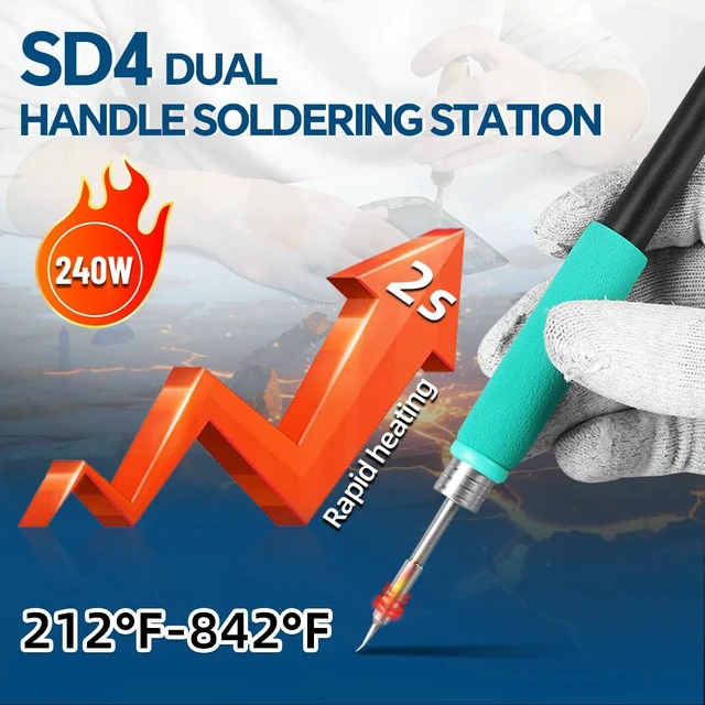 Alt view image 5 of 7 - 2- in-1 Soldering Iron Station 240W, Digital Soldering Station with PID Temperature Control (212°F-842°F), 6 Tips, Sleep Mode, /,3 Temperature Storage, for Electronics Repair