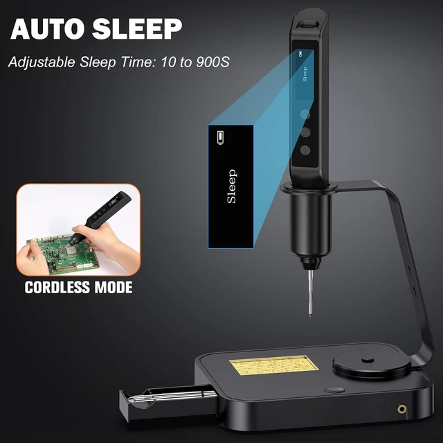 Alt view image 2 of 6 - Soldering Iron Kit, Cordless Soldering Gun with 2 Helping Hands, 2s Fast Heating 356-896 OLED Solder Kit, Auto Sleep, Includes 360° Swivel Stand, C210 Tips, Wire, Wick, Sponges, Wrench, Black