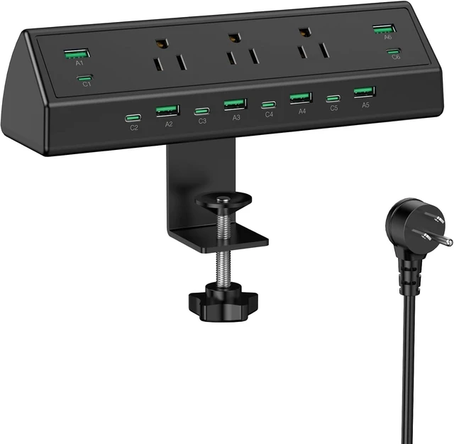 Main image of 90W Desk Clamp Power Strip,12 USB Ports (6 PD 45W USB-C),Surge Protector,ETL Listed Power Hub Extension Cord,Fast Charging Station for Home Office Desk Edge Mount