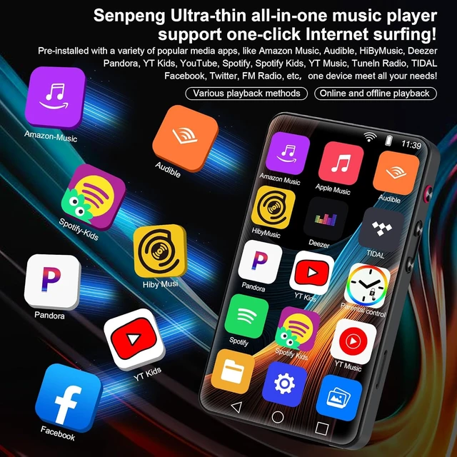 Alt view image 5 of 6 - Smart 144GB MP3 Player with Bluetooth and WiFi, 4" Full Touch Screen Music Player with Spotify,Pandora,Amazon Music,Parental Control,Android Mainstrem Media MP4 Music Player for Kids up to 1TB,Black