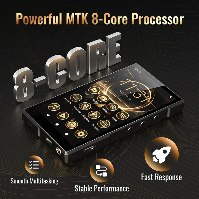 Alt view image 4 of 7 - MP3 Player with Bluetooth and WiFi, 5" HD Touchscreen, 96GB, Android 14 MP4 Music Player with Spotify, App Store