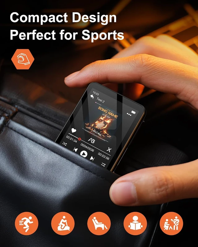 Alt view image 2 of 7 - 64GB MP3 Player with Bluetooth 5.3, AGXOV Music Player with Built-in HD Speaker, FM Radio, Voice Recorder, HiFi Sound, E-Book