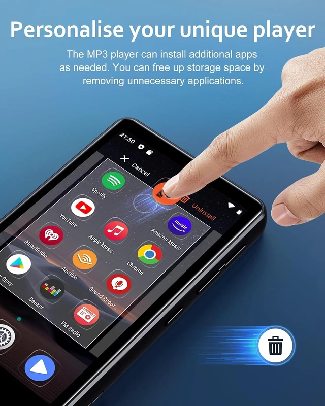Alt view image 4 of 7 - 80GB MP3 Player with Bluetooth and WiFi, Android Music Player for Amazon Music,Pandora, Audible. 4.02" Touchscreen,Speaker,Supports Play Store,Up to 1TB