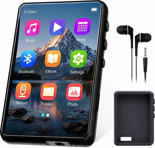 Main image of 128GB MP3 Player with Bluetooth 5.4, HiFi Digital Music Player with 2.4" Touch Screen & Built-in Speaker, Portable Lossless Audio Player with FM Radio, Voice Recorder, E-Book, Wired Earphones Included
