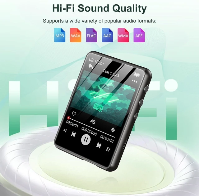 Alt view image 3 of 7 - 128GB MP3 Player with Bluetooth 5.4, HiFi Digital Music Player with 2.4" Touch Screen & Built-in Speaker, Portable Lossless Audio Player with FM Radio, Voice Recorder, E-Book, Wired Earphones Included