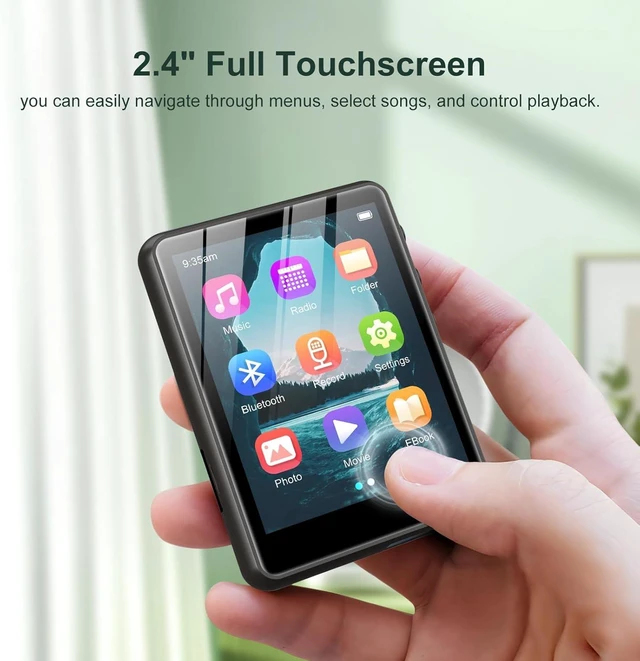 Alt view image 6 of 7 - 128GB MP3 Player with Bluetooth 5.4, HiFi Digital Music Player with 2.4" Touch Screen & Built-in Speaker, Portable Lossless Audio Player with FM Radio, Voice Recorder, E-Book, Wired Earphones Included