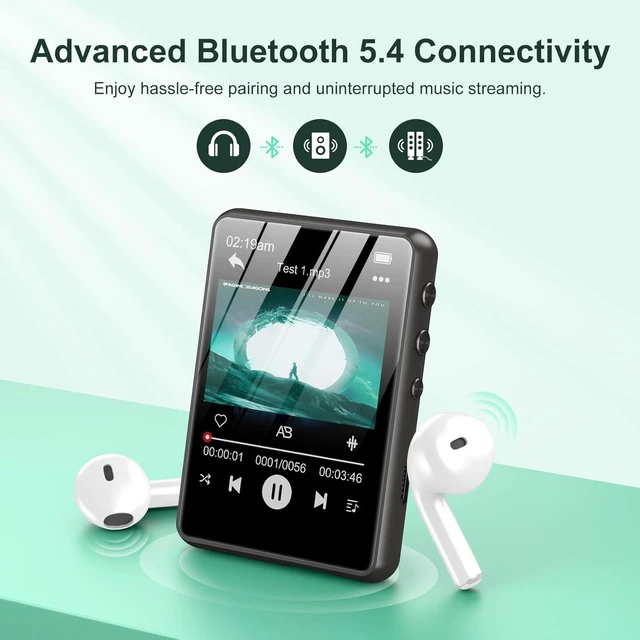 Alt view image 7 of 7 - 128GB MP3 Player with Bluetooth 5.4, HiFi Digital Music Player with 2.4" Touch Screen & Built-in Speaker, Portable Lossless Audio Player with FM Radio, Voice Recorder, E-Book, Wired Earphones Included