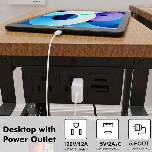Alt view image 4 of 7 - Adjustable Computer Tower Stand with Charging Station & Pegboard, Heavy Duty PC Gaming Stand Tower with Wheels, 22.6"-29.7" H, Gaming Home Office Flexible Workstation Cart with 4 Hooks - Brown
