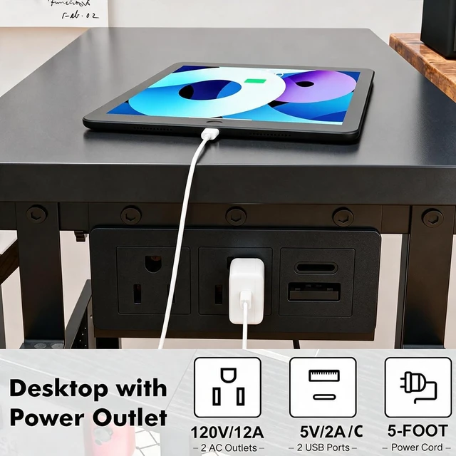 Alt view image 7 of 7 - Adjustable Computer Tower Stand with Charging Station & Pegboard, Large Heavy Duty PC Gaming Stand Tower with Wheels, 22.6"-32" H, Gaming Home Office Flexible Workstation Cart with 4 Hooks,Black