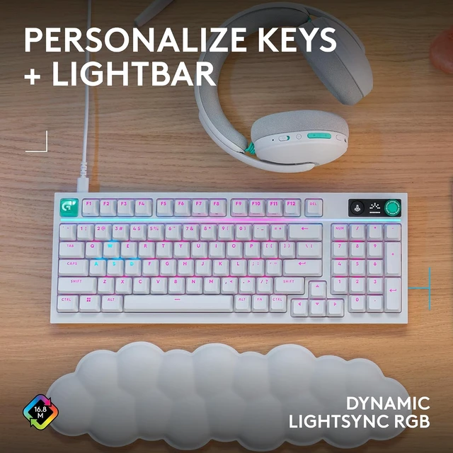 Alt view image 4 of 7 - Logitech G316 X 98 Mechanical Gaming Keyboard (Tactile) - White Hot-Swappable Tactile Mechanical Switches, Gasket Design, PBT Keycaps, <8Khz, LIGHTSYNC RGB, Dot-Matxix LED Display, USB-C