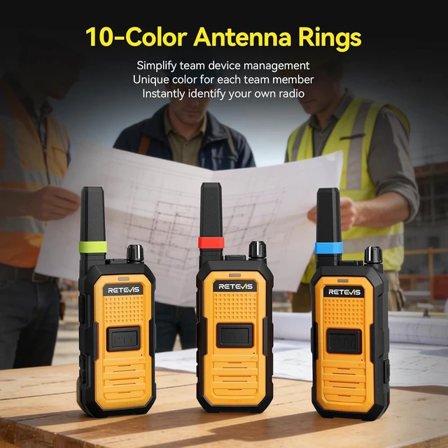 Alt view image 3 of 7 - Retevis RB48A IP67 Waterproof Walkie Talkies Long Range Adults for Manufacturing Construction, Heavy Duty 2 Way Radio, Noise Reduction,Large PTT,1000mW Speaker,23-Hour,Rechargeable,10 Pack
