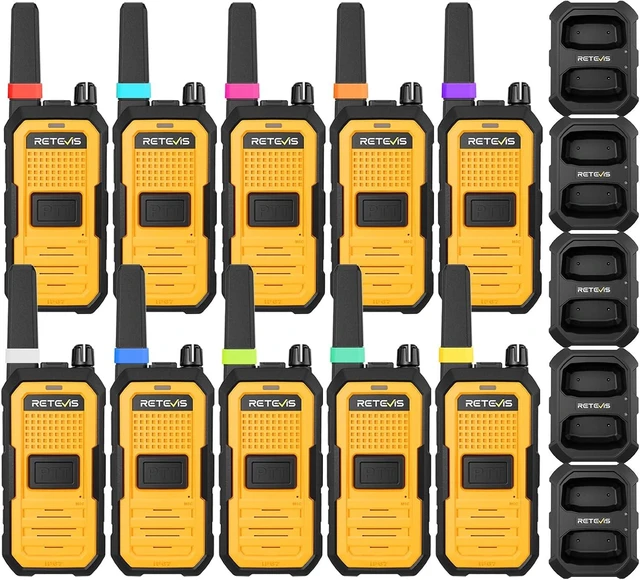 Main image of Retevis RB48A IP67 Waterproof Walkie Talkies Long Range Adults for Manufacturing Construction, Heavy Duty 2 Way Radio, Noise Reduction,Large PTT,1000mW Speaker,23-Hour,Rechargeable,10 Pack