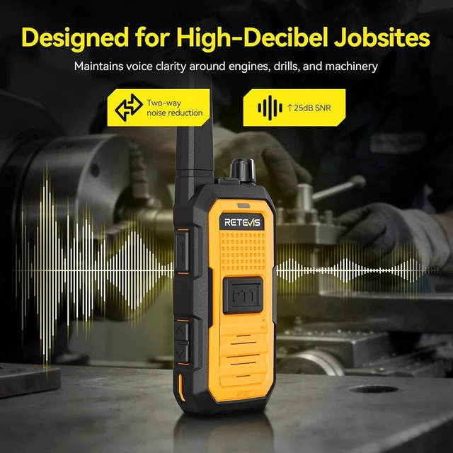Alt view image 4 of 7 - Retevis RB48A IP67 Waterproof Walkie Talkies Long Range Adults for Manufacturing Construction, Heavy Duty 2 Way Radio, Noise Reduction,Large PTT,1000mW Speaker,23-Hour,Rechargeable,10 Pack