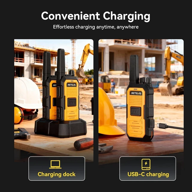 Alt view image 6 of 7 - Retevis RB48A Industrial Noise Reduction Walkie Talkies with Speaker Mic, IP67 Waterproof 2 Way Radios Long Range, Oversized Front PTT, Antenna ID Rings, 1000 mW Speaker, 23-Hour Battery, 4 Pack