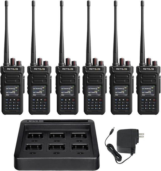 Main image of Retevis RT29S GMRS Walkie Talkie Long Range, Waterproof 2 Way Radio, Noise Reduction, LCD, Group Call, 256 CH, Durable, Heavy Duty, FCC Compliant,6 Way Charger, for Manufacturing, Factory, 6Pcs