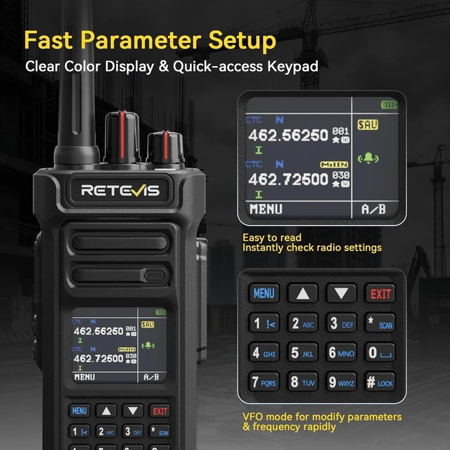Alt view image 3 of 7 - Retevis RT29S GMRS Walkie Talkie Long Range, Waterproof 2 Way Radio, Noise Reduction, LCD, Group Call, 256 CH, Durable, Heavy Duty, FCC Compliant,6 Way Charger, for Manufacturing, Factory, 6Pcs