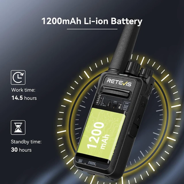 Alt view image 7 of 7 - Retevis RT68B Walkie Talkies for Adults with 10 Multi Way Charger (10 Pack) for school Industry Warehouse, Long Range, Push Button, Rugged, Easier Securer Charging, with Earpieces