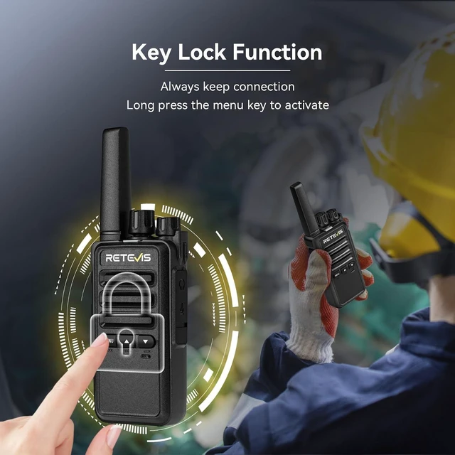 Alt view image 3 of 7 - Retevis RT68B Walkie Talkies for Adults with 10 Multi Way Charger (10 Pack) for school Industry Warehouse, Long Range, Push Button, Rugged, Easier Securer Charging, with Earpieces