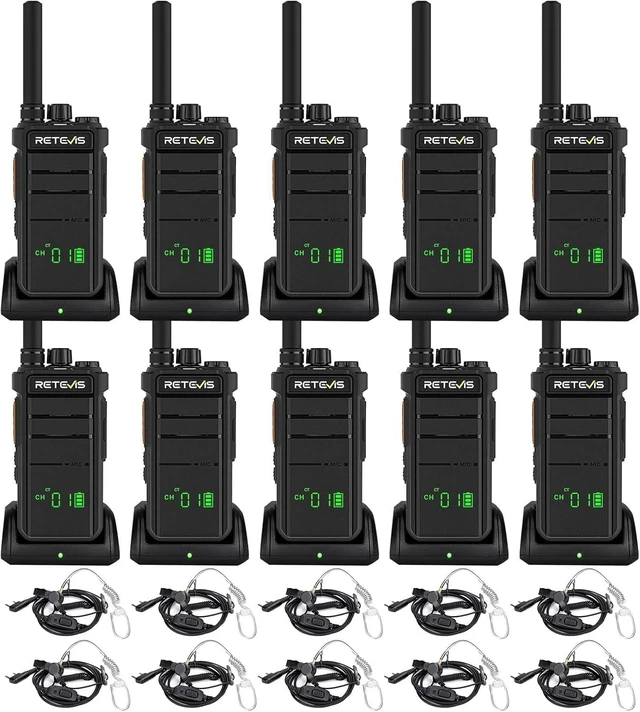 Main image of Retevis RB26H 2 Way Radio Long Range, Walkie Talkies with Earpiece, 10-Pack,Two-Way Business Radios for Retail Security, 2000mAh 21-Hrs Long Battery Life, USB-C, Flashlight, NOAA, GMRS Repeater Capabl