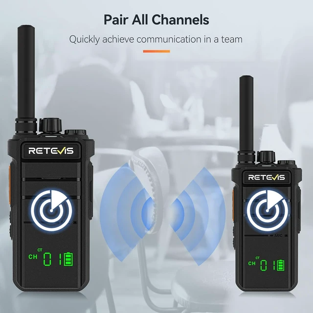 Alt view image 3 of 7 - Retevis RB26H 2 Way Radio Long Range, Walkie Talkies with Earpiece, 10-Pack,Two-Way Business Radios for Retail Security, 2000mAh 21-Hrs Long Battery Life, USB-C, Flashlight, NOAA, GMRS Repeater Capabl