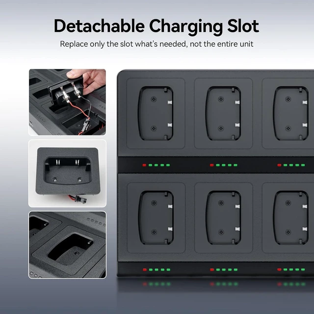 Alt view image 5 of 7 - Retevis H-777 10-Way Walkie Talkie Charger, 1 Pack, Ten Way Multi Unit Charger, for Retevis H-777/H-777H/H777D Walkie Talkie, 5 LED Indicators, AC/DC Adapter, Replaceable Base