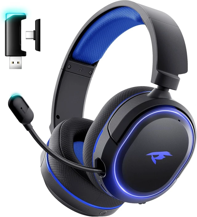 Main image of Wireless Gaming Headset, 7.1 Surround Sound, 2.4GHz USB Gaming Headphones with Bluetooth 5.4, 100H Battery, ENC Noise Canceling Mic, RGB Light, Wireless Headset for PC PS5 PS4 Mac Switch (Black)