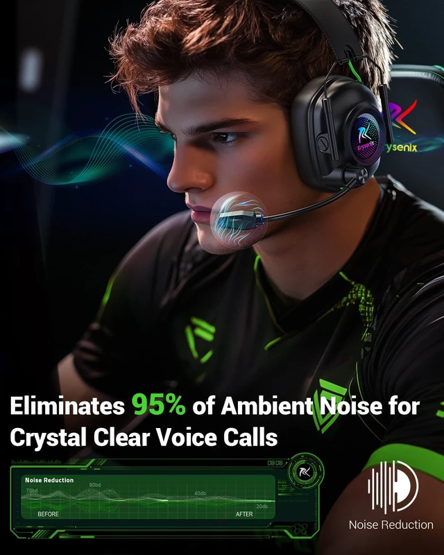 Alt view image 2 of 7 - Wireless Gaming Headset with Mic for Xbox Series X/S, Xbox One PS5, PS4, PC, 20ms Low latency,2.4GHz Wireless & Bluetooth 5.4, 50mm Drivers, Noise Canceling, 80H Battery, LED Lighting, Foldable
