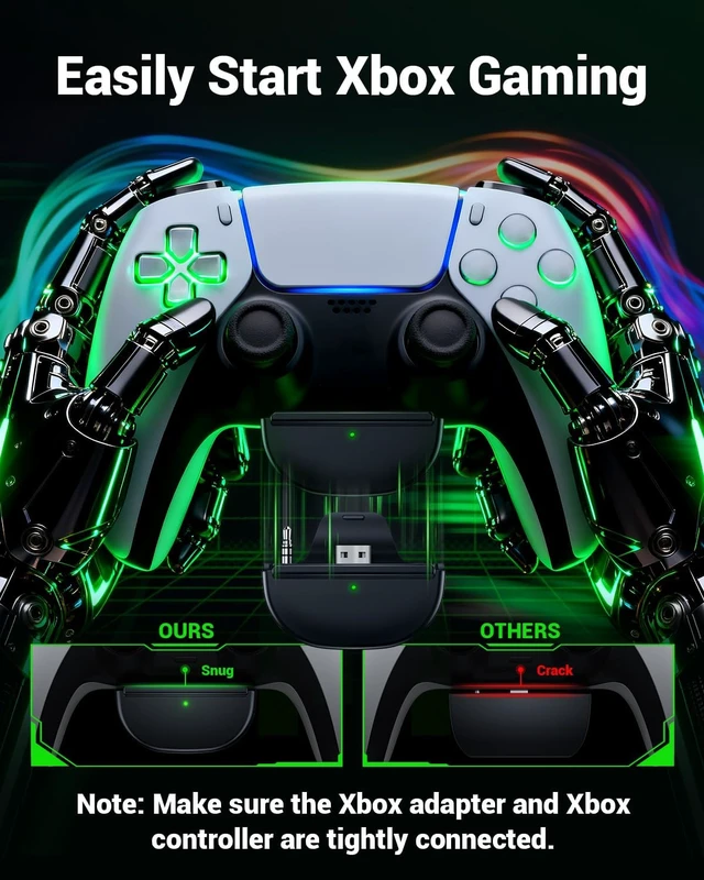 Alt view image 5 of 7 - Wireless Gaming Headset with Mic for Xbox Series X/S, Xbox One PS5, PS4, PC, 20ms Low latency,2.4GHz Wireless & Bluetooth 5.4, 50mm Drivers, Noise Canceling, 80H Battery, LED Lighting, Foldable