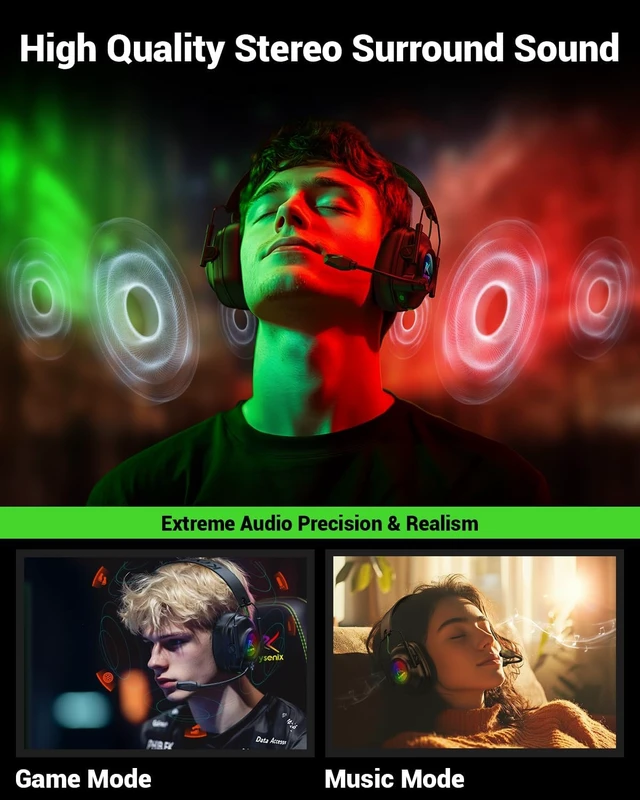 Alt view image 7 of 7 - Wireless Gaming Headset with Mic for Xbox Series X/S, Xbox One PS5, PS4, PC, 20ms Low latency,2.4GHz Wireless & Bluetooth 5.4, 50mm Drivers, Noise Canceling, 80H Battery, LED Lighting, Foldable