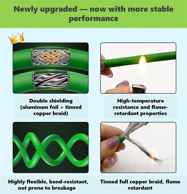 Alt view image 4 of 6 - M12 4-Pin D-Code Female to RJ45 Cat5e Ethernet Cable, PVC High-Flex Shielded AWG24 Industrial Cable Assembly, 4A 250V, for Industrial Cameras & Automation Systems 2M