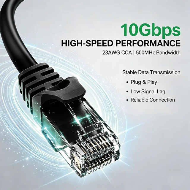Alt view image 3 of 7 - Cat 6 Ethernet Cable 100 ft, 23AWG Solid CCA Copper-Clad Aluminum, PE Waterproof Outdoor, Rigid Durable Jacket for Direct Burial and Conduit Runs, Supports 10Gbps Black