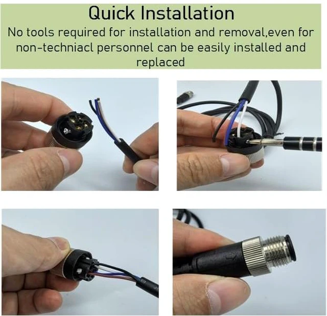 Alt view image 6 of 6 - M12 12 Pins Male Connector Cables, Waterproof IP67 Solder Locking System, Brass Gold-Plated Contacts, A Code Straight Aviation Sensor Electrical Cable 60V 2A Industrial Grade Cable 30M