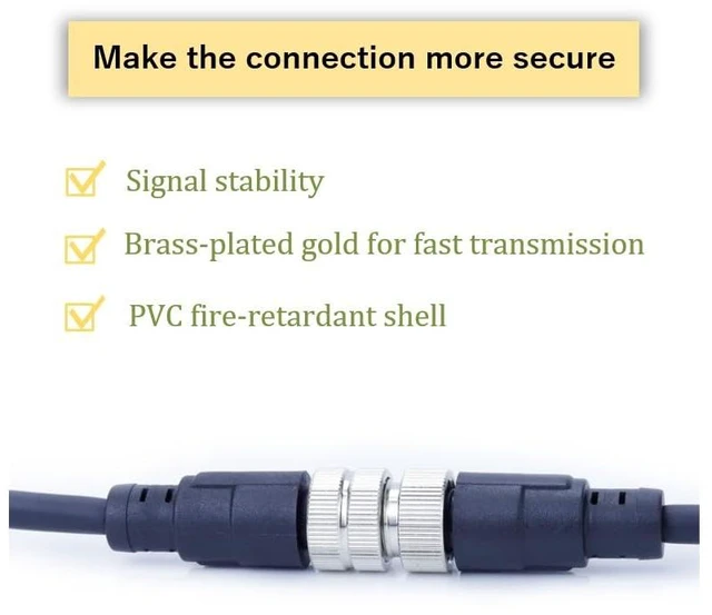 Alt view image 4 of 6 - M12 12 Pins Male Connector Cables, Waterproof IP67 Solder Locking System, Brass Gold-Plated Contacts, A Code Straight Aviation Sensor Electrical Cable 60V 2A Industrial Grade Cable 30M