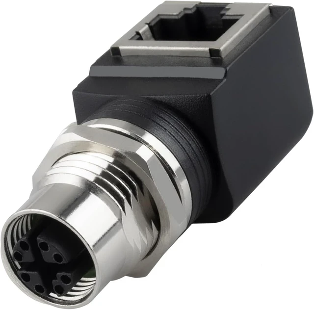 Alt view image 6 of 7 - RJ45 to M12 X Coded 8 Pin Adapter Cat6/Cat5, M12 Female to RJ45 Female Connector X-Code IP68 Shielded Industrial Ethernet Adapter for Basler Cognex Industrial Camera Sensor